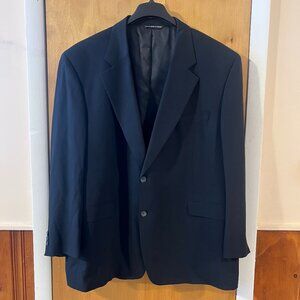 Paul Dione Men's Solid Black Wool Fully Lined 2 Button Sport Coat Blazer 52R